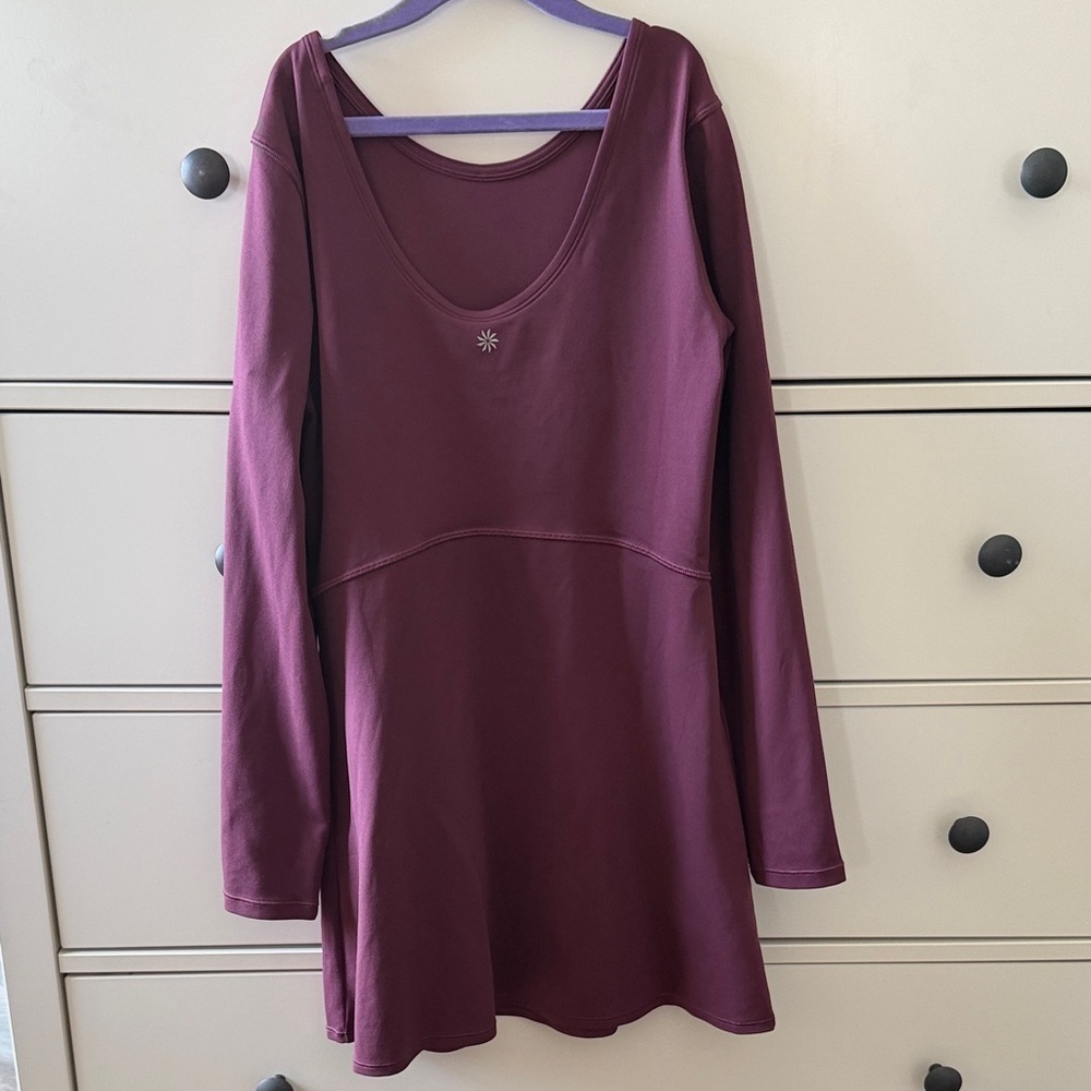 Athleta Burgundy Long Sleeve Chit Chat Dress - Picture 3 of 7